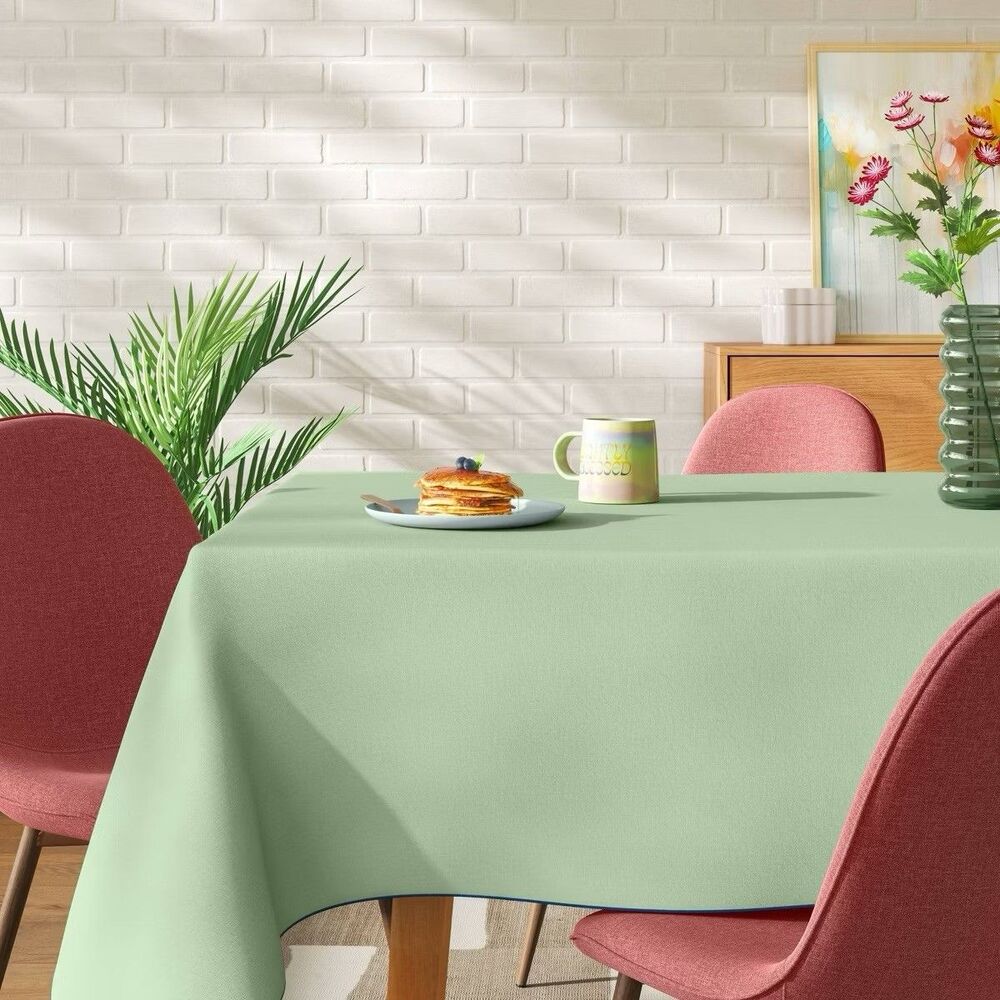 84"x60" Green Tablecloth - Room Essentials™ Rectangular Dining Table Cover NEW - Picture 2 of 4